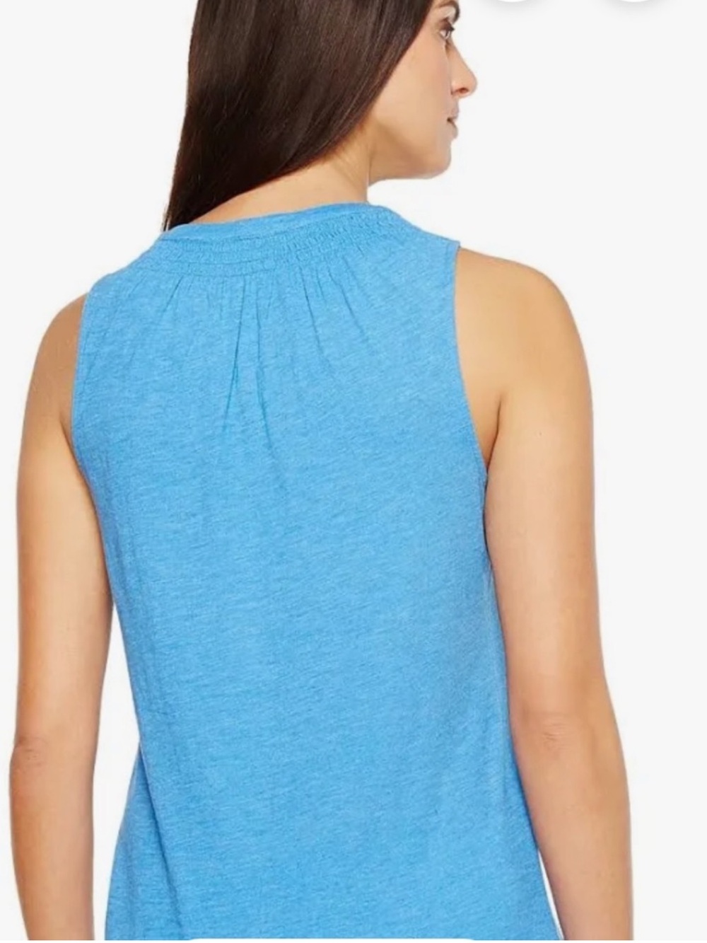 Lilly Pulitzer Bright Blue Sleeveless Essie Tank Top Smocked Henley Size Large - Picture 3 of 9